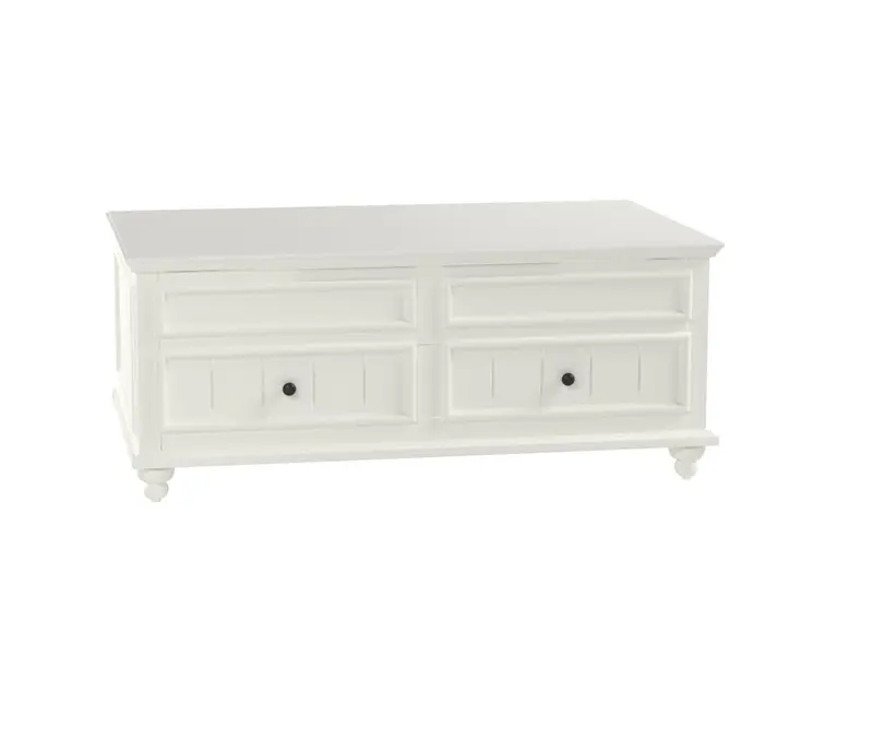 White Wood Lift Top Solid Coffee Table With Two Drawers By Homeroots