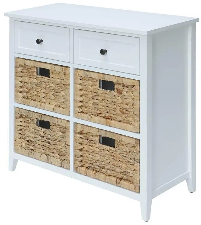 White Wood Veneer 6 Drawers Accent Chest By Homeroots