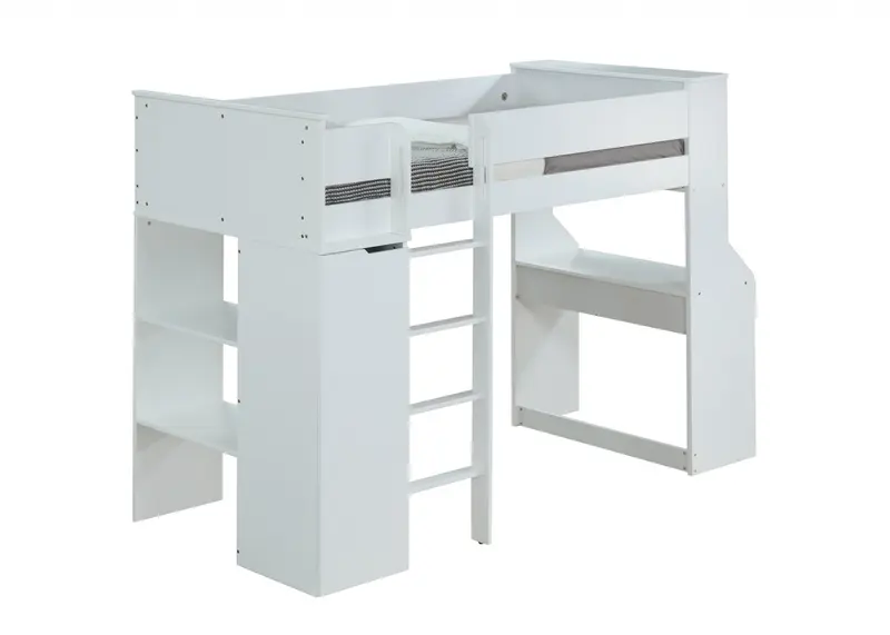 White Wood Veneer Laminated Loft Bed By Homeroots