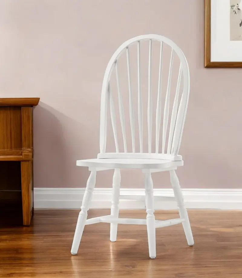 White Wood Windsor Back Dining Side Chair By Homeroots