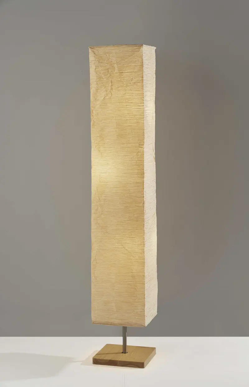 Wildside Paper Shade Floor Lamp with Natural Wood Base By Homeroots