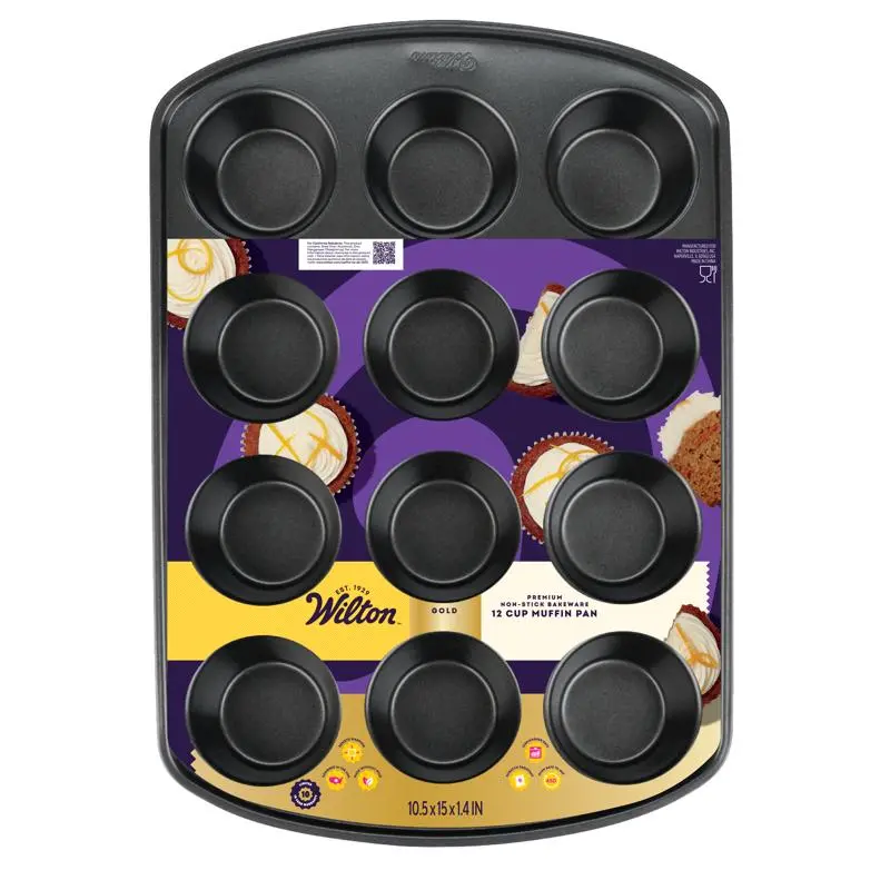 Wilton Gold 15 in. W X 11 in. L Muffin Pan Black 1 pc