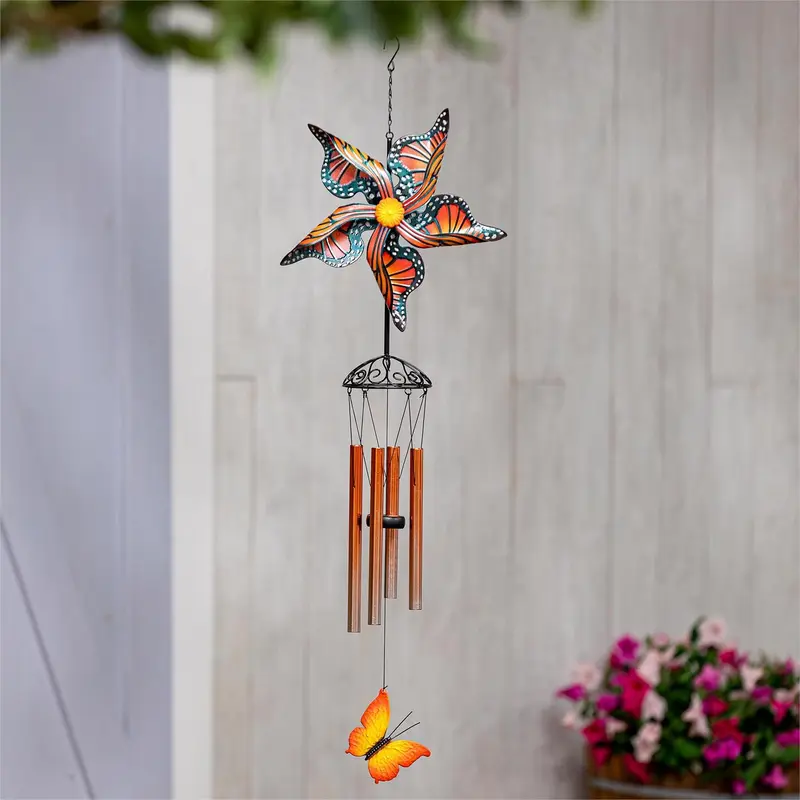 Wind Spinner Butterfly Wind Chime, Orange