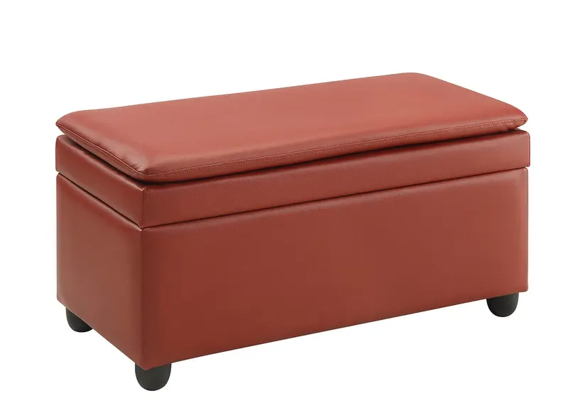 Wine PU Upholstery Bench wStorage By Homeroots