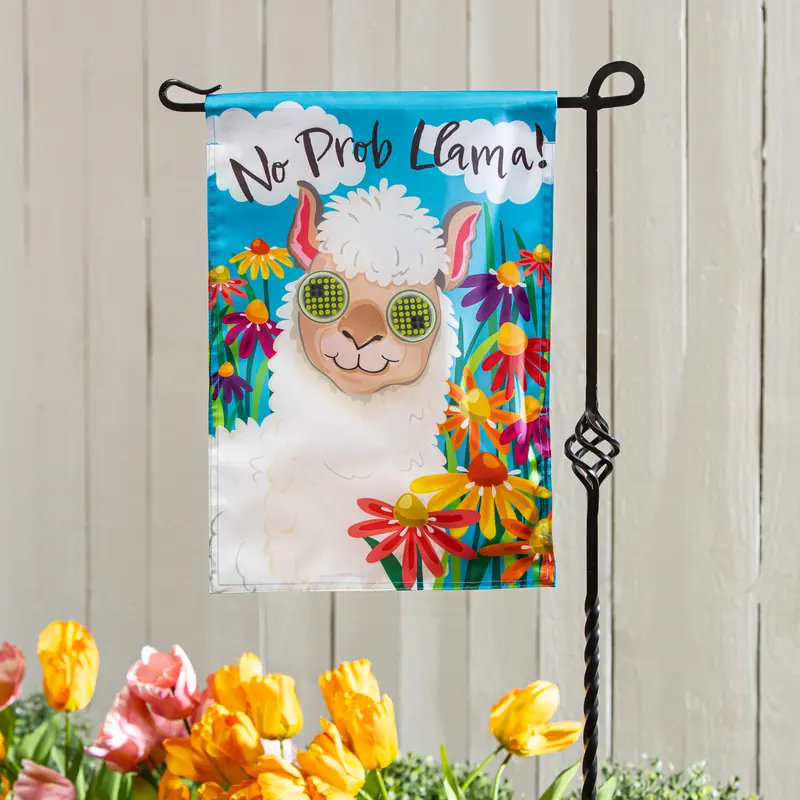 Winky Blinky No Prob Llama Applique Lighted Garden Flag