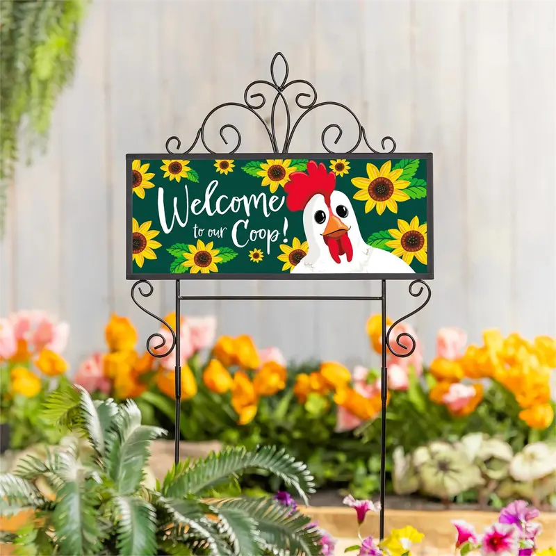 Winky Blinky Welcome to Our Coop PVC Horizontal Yard Sign, 20"Wx 8"H