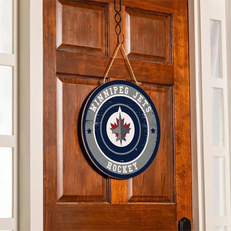 Winnipeg Jets Round Door Décor with Hanging Rope, 18x18