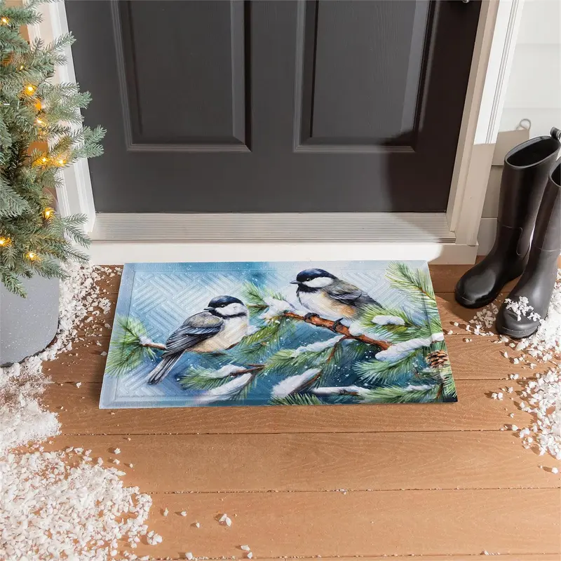 Winter Chickadee Friends Embossed Mat