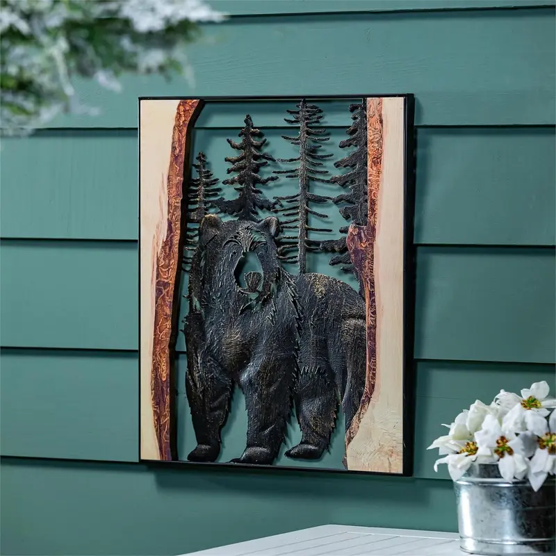 Winter Grove Indoor Wall Decor, Laser Cut Metal & Wood Wall Art, Bear