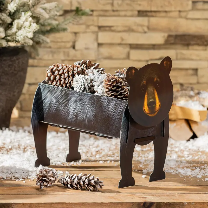 Winter Grove Planter, Metal, Bear Shaped