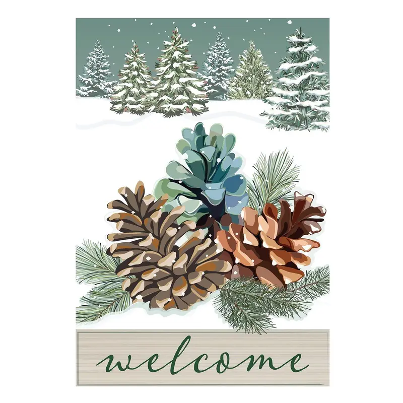Winter Pinecones Applique Garden Flag