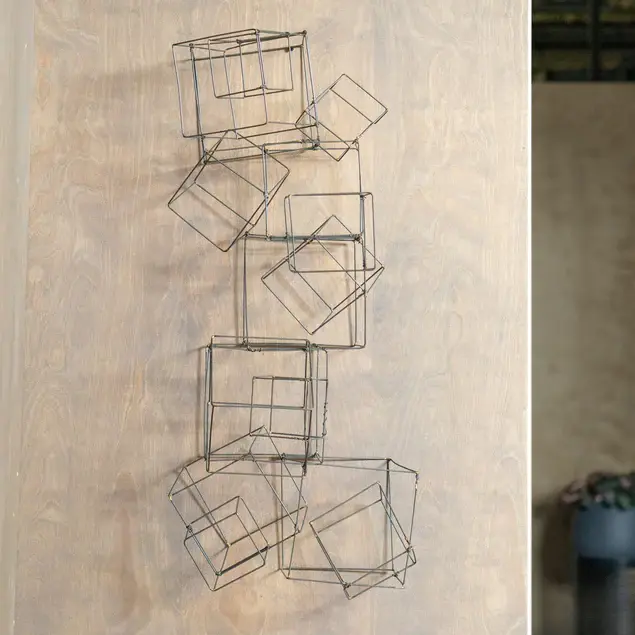 Wire Cube Sculpture By Gold Leaf Design Group