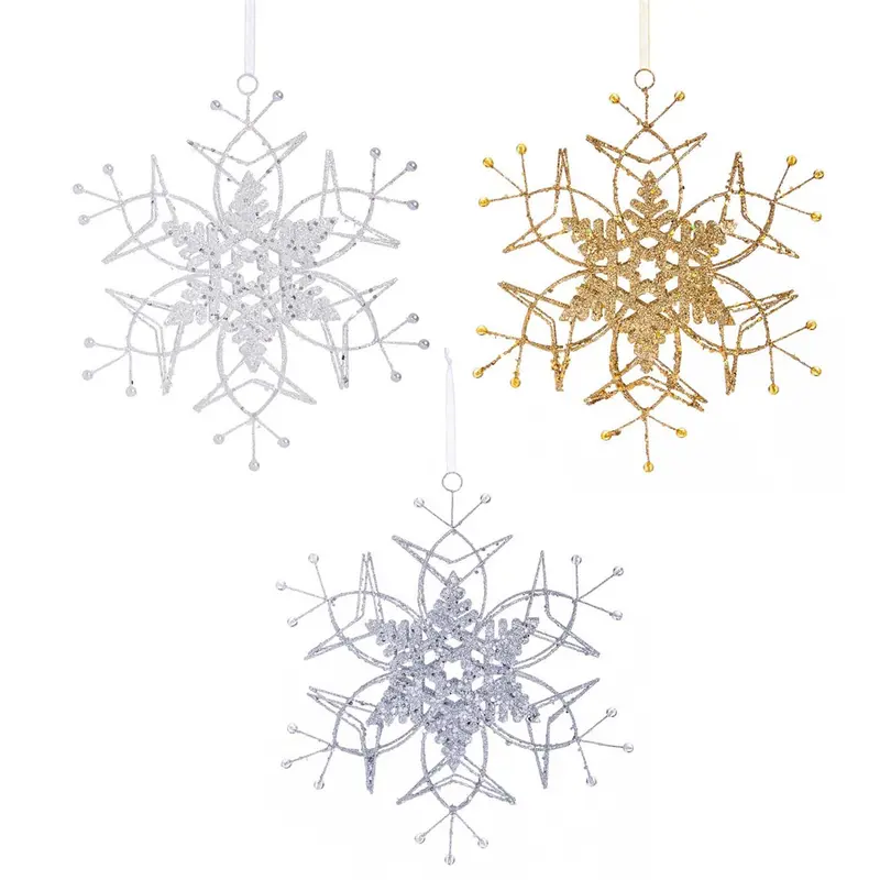 Wire Snowflake Metal Ornament, 3 ASST