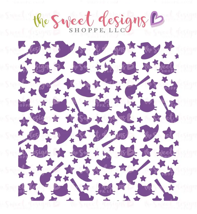 Witch Halloween Pattern - Stencil