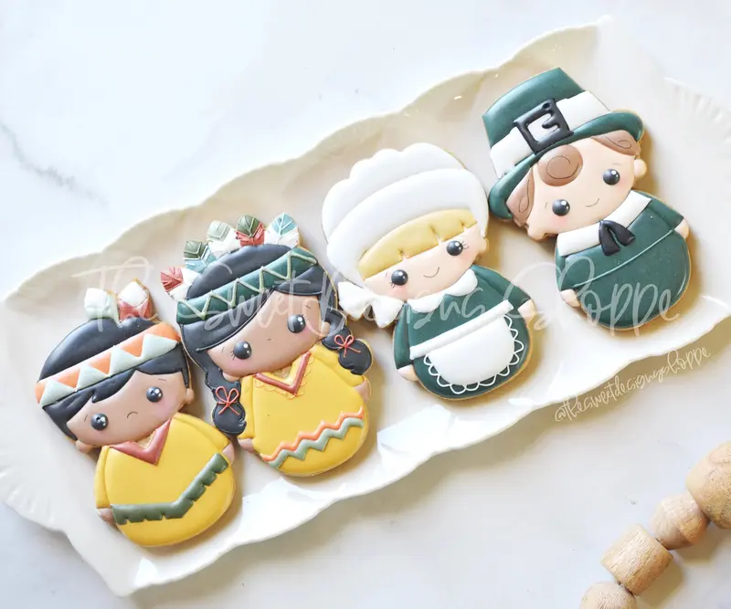 Wobbly Native Americans and Pilgrims Set - Cookie Cutters