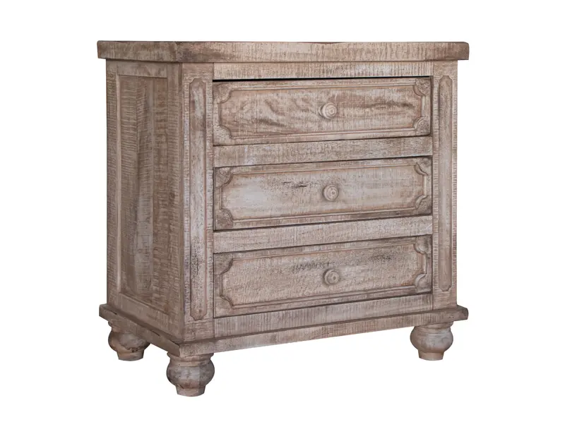 Wood Brown Three Drawer Nightstand By Homeroots