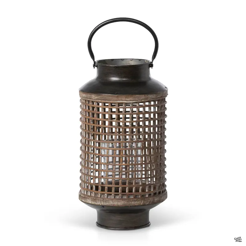 Wood Mesh Round Lantern