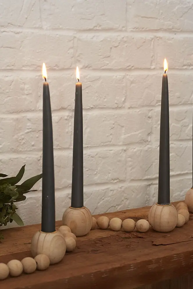 Wooden Bead Candleholder Set of 4 By Accent Decor