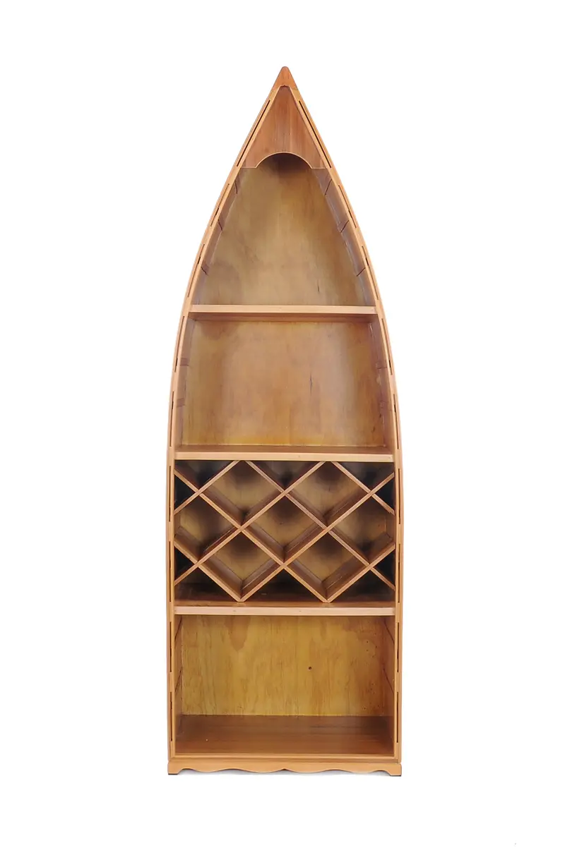 Wooden Canoe Wine Shelf By Homeroots