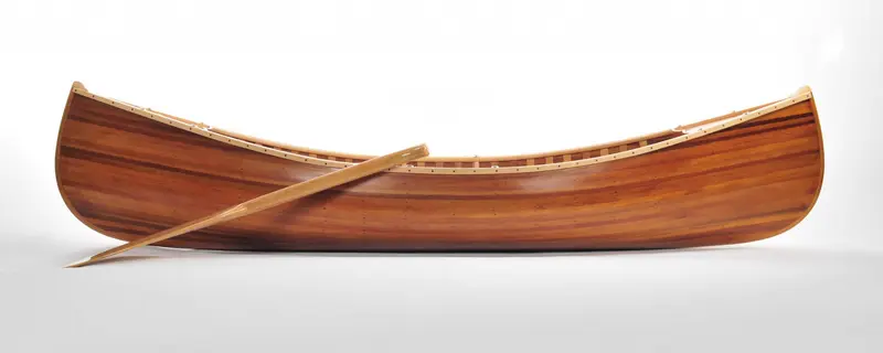 Wooden Canoe With Ribs Matte Finish By Homeroots