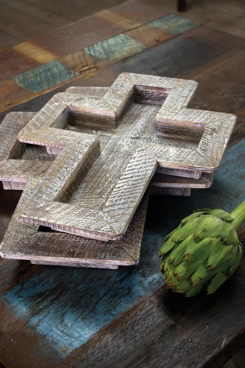Wooden Cross Trays (Min 2) Set Of 2 By Kalalou