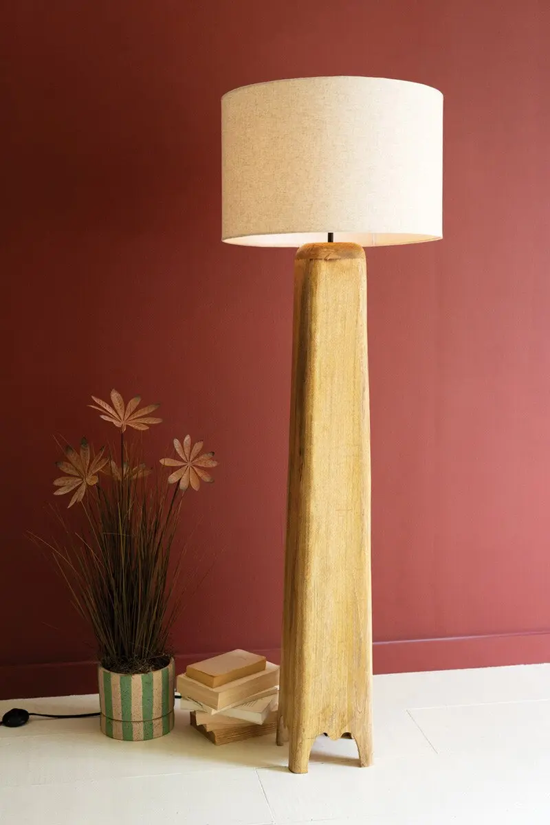 Wooden Floor Lamp With Fabric Shade By Kalalou