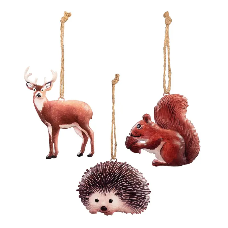 Woodland Storybook Ornament Metal Animal, Asst of 3