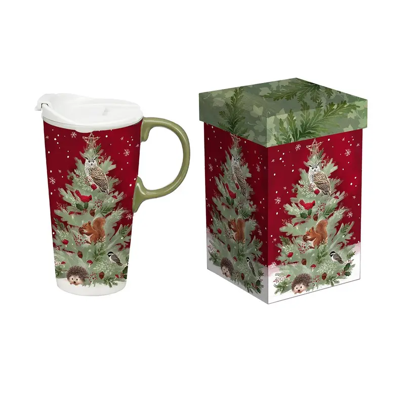 Woodland Storybook Travel Cup Ceramic Perfect Cup, Tree, 17oz, Gift Box