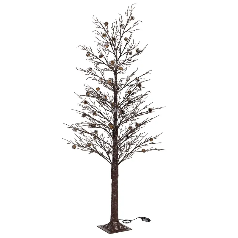 Woodland Storybook Tree Pine Cone Frosted Indoor/Outdoor LED Tree, 72"H