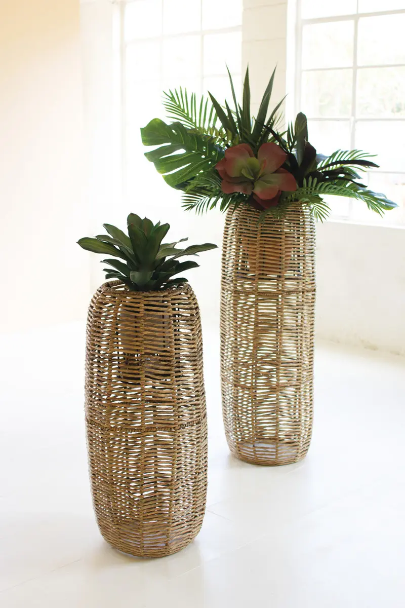 Woven Seagrass Barrel Planters Set Of 2 By Kalalou