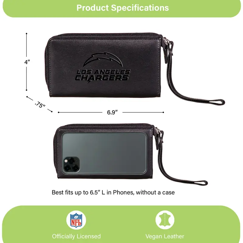 Wristlet Wallet, Black, Los Angeles Chargers