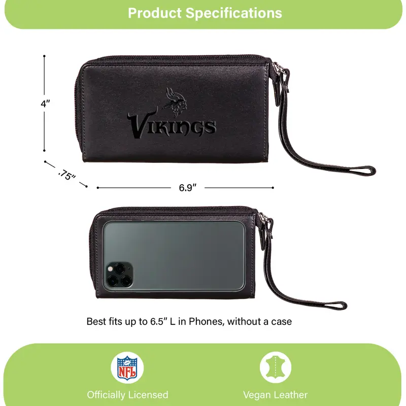 Wristlet Wallet, Black, Minnesota Vikings