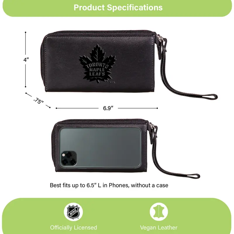 Wristlet Wallet, Black, Toronto Maple Leafs