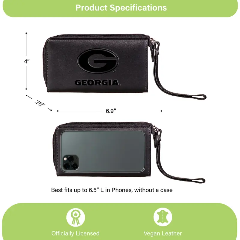 Wristlet Wallet, Black, University of Georgia
