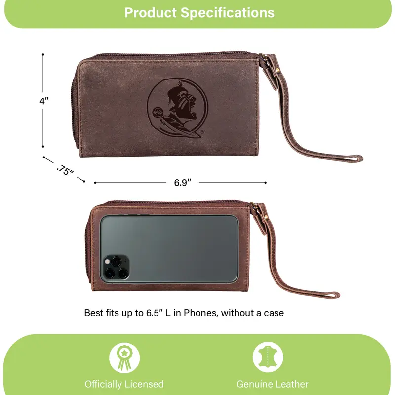 Wristlet Wallet, Brown, Florida State University