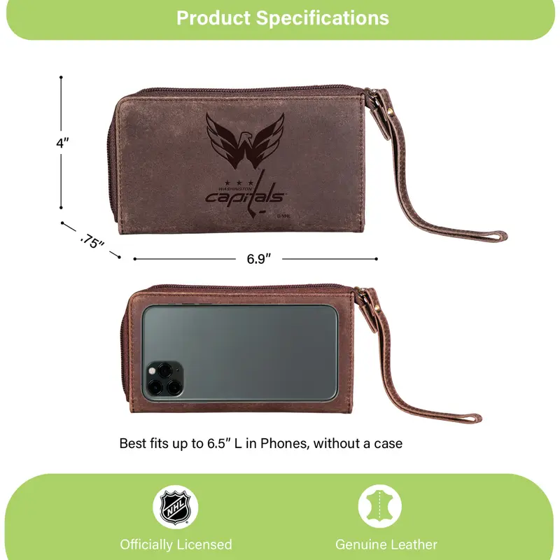 Wristlet Wallet, Brown, Washington Capitals