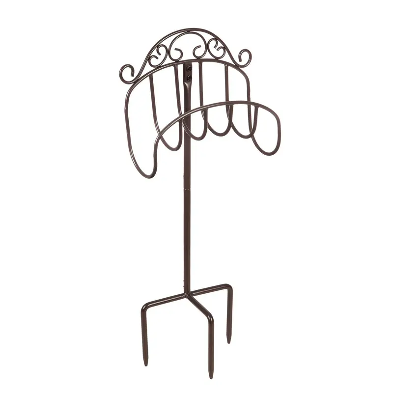 Wrought Iron Hose Holder with Ground Stake - Gunmetal,47m3013