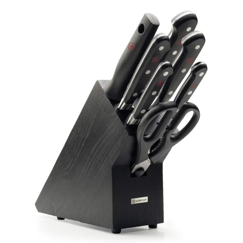 Wusthof Classic  Eight Piece Block Set, Black Ash Wood