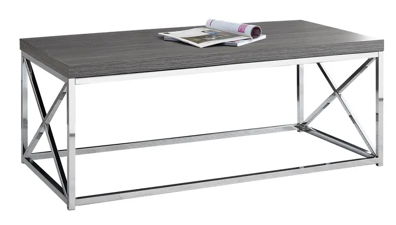 X Trestle Gray and Chrome Coffee Table By Homeroots