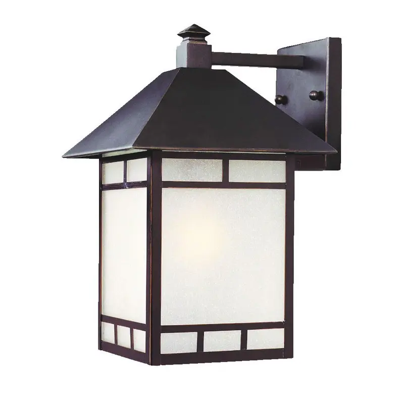 XL Antique Bronze Frosted Glass Lantern Wall Light By Homeroots