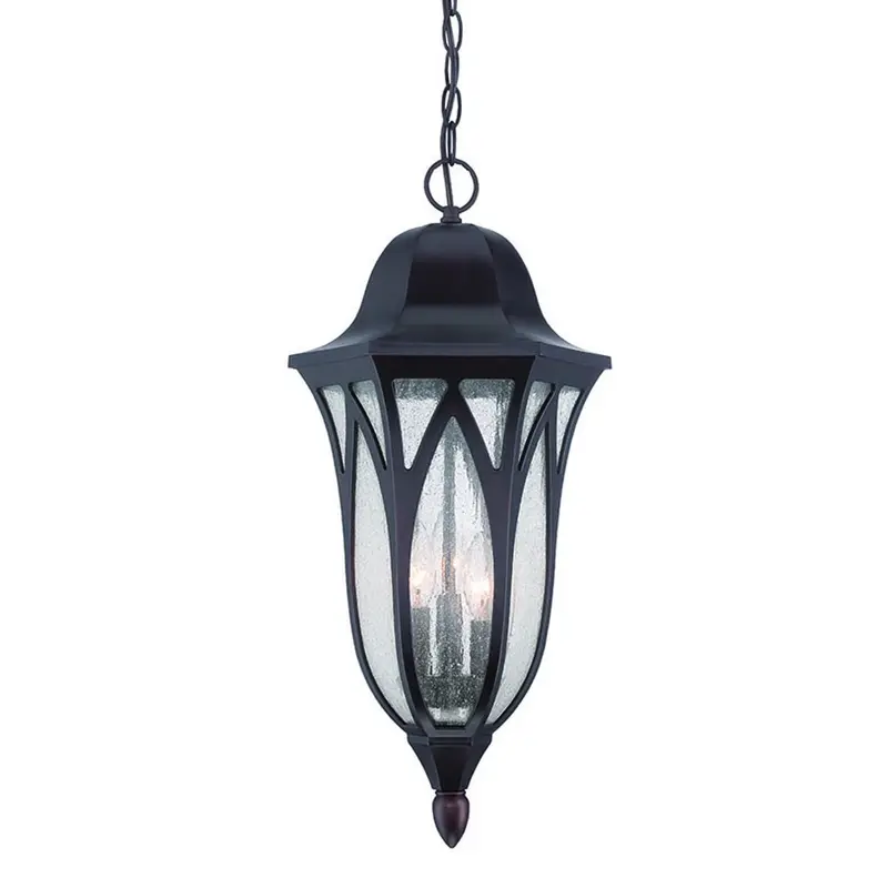 XL Antique Bronze Geometric Glass Hanging Light By Homeroots