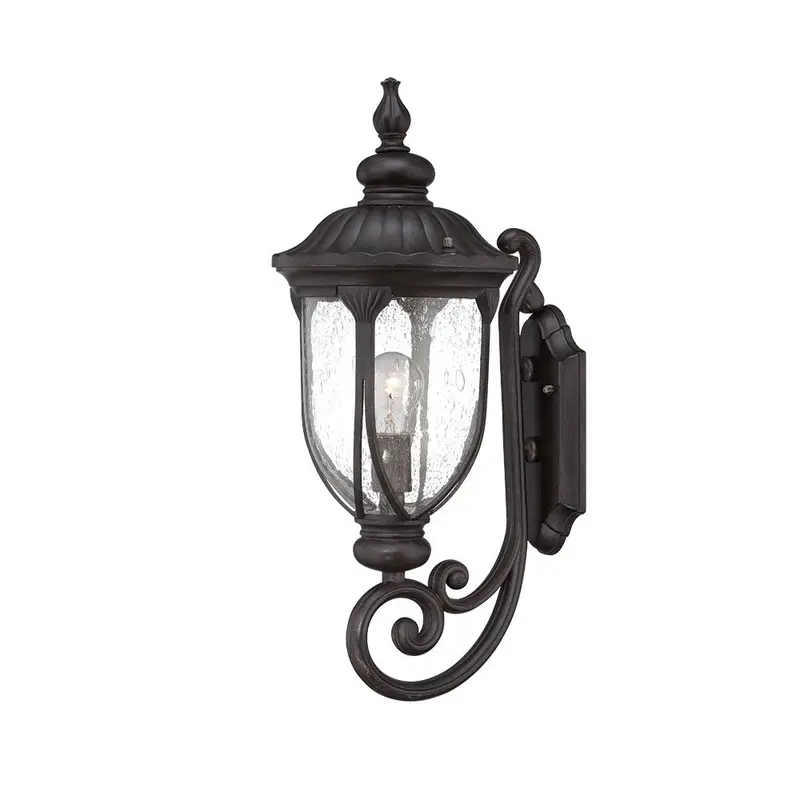 XL Black Cast Aluminum Glass Lantern Wall Light By Homeroots