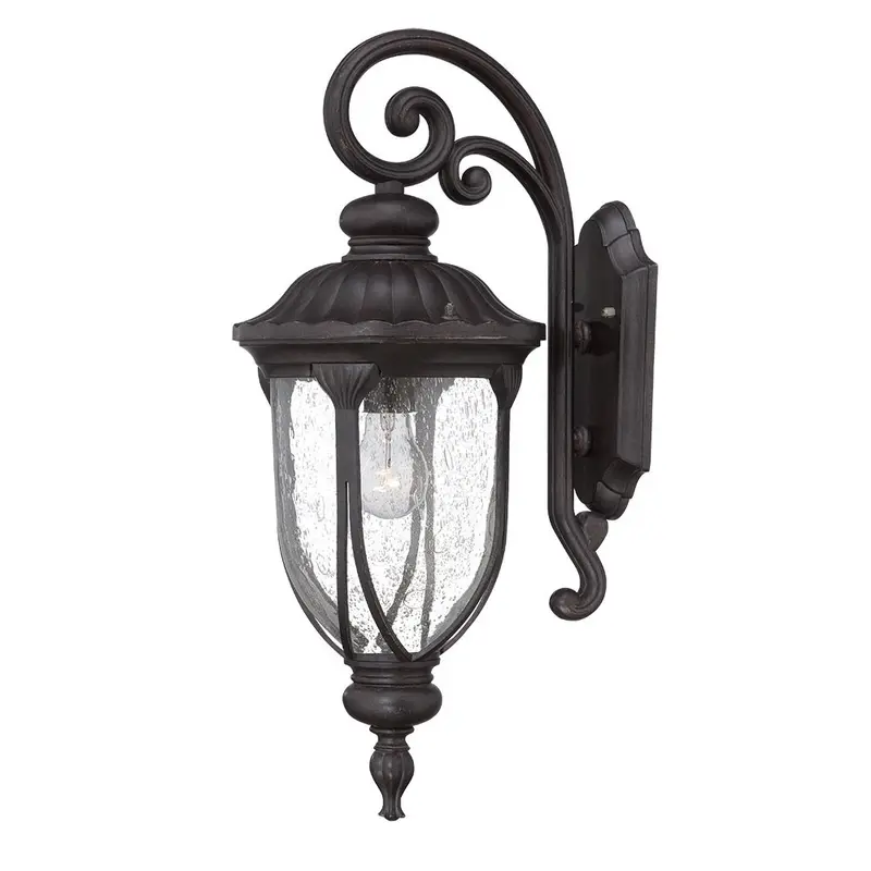 XL Black Cast Aluminum Glass Lantern Wall Sconce By Homeroots