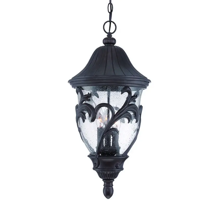 XL Three Light Matte Black Leaf Detail Hanging Light By Homeroots