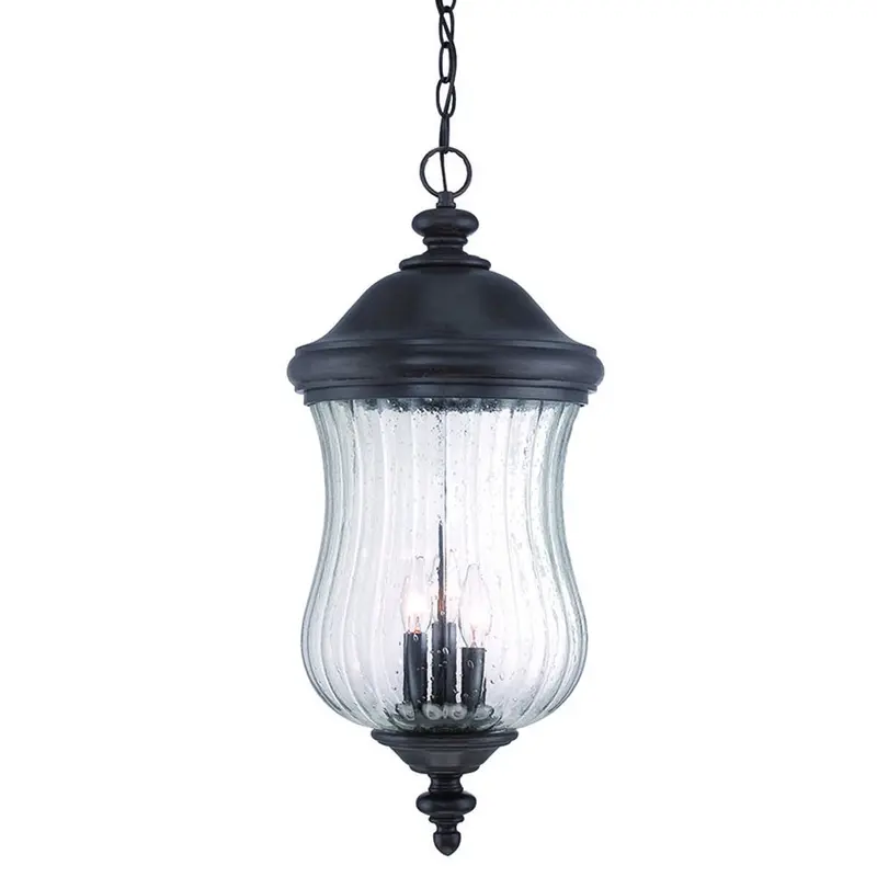 XL Three Light Matte Black Urn Shaped Hanging Light By Homeroots