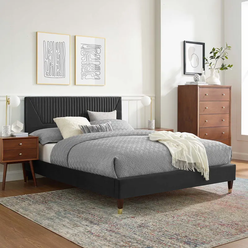 Yasmine Channel Tufted Performance Velvet Full Platform Bed By Modway - MOD-6996