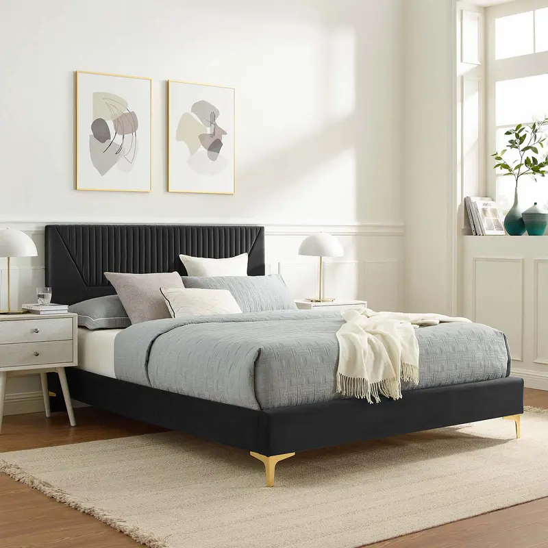 Yasmine Channel Tufted Performance Velvet Full Platform Bed By Modway - MOD-7004