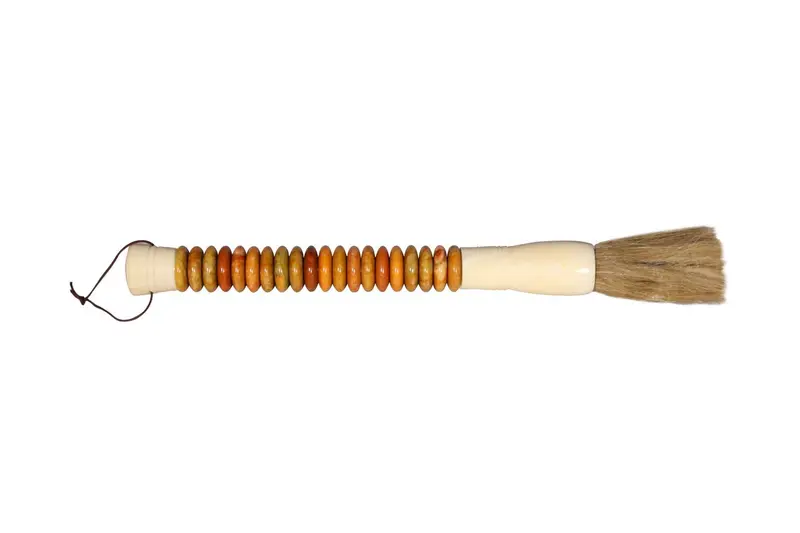 Yellow And Brown Jade Abacus Disc Decorative Calligraphy Brush By Homeroots