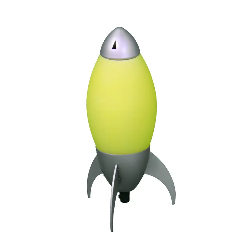 Yellow and Silver Rocket Shaped Table Lamp By Homeroots