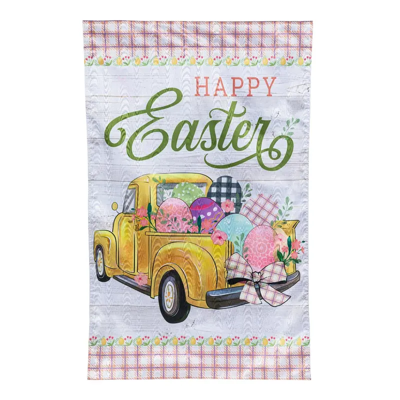 Yellow Easter Truck Moire House Flag